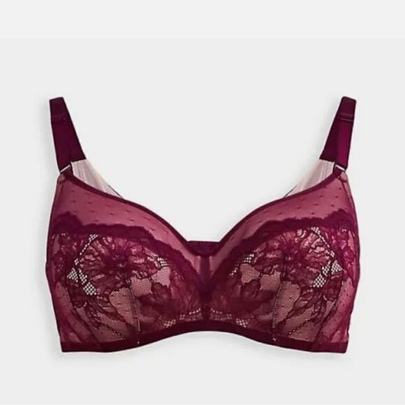 TORRID LIGHTLY LINED FULL COVERAGE BALCONETTE BRA DOTTED LACE W/ 360° 46B - Picture 1 of 5